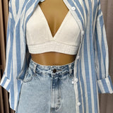 Blusão linho + jeans + top linho