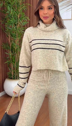 Conjunto Feminino Tricot Premium Gola Alta e Calça Comfort