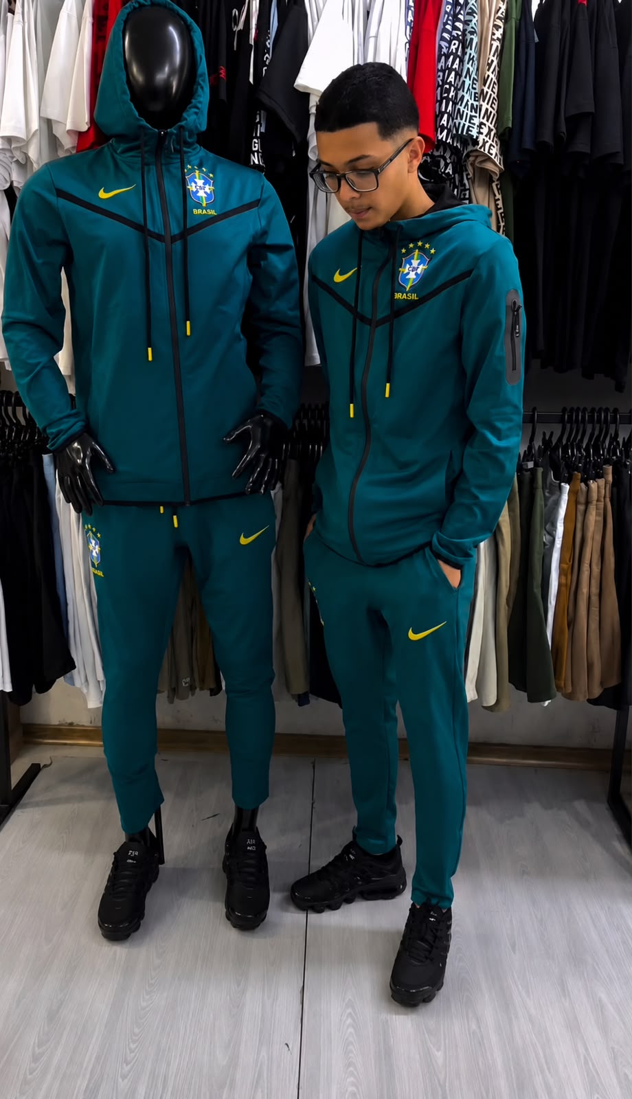 Conjunto Agasalho Masculino Brasil Premium com Capuz – Jaqueta + Calça Esportiva
