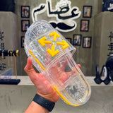 Chinelo Slide Transparente Premium com Setas em Relevo