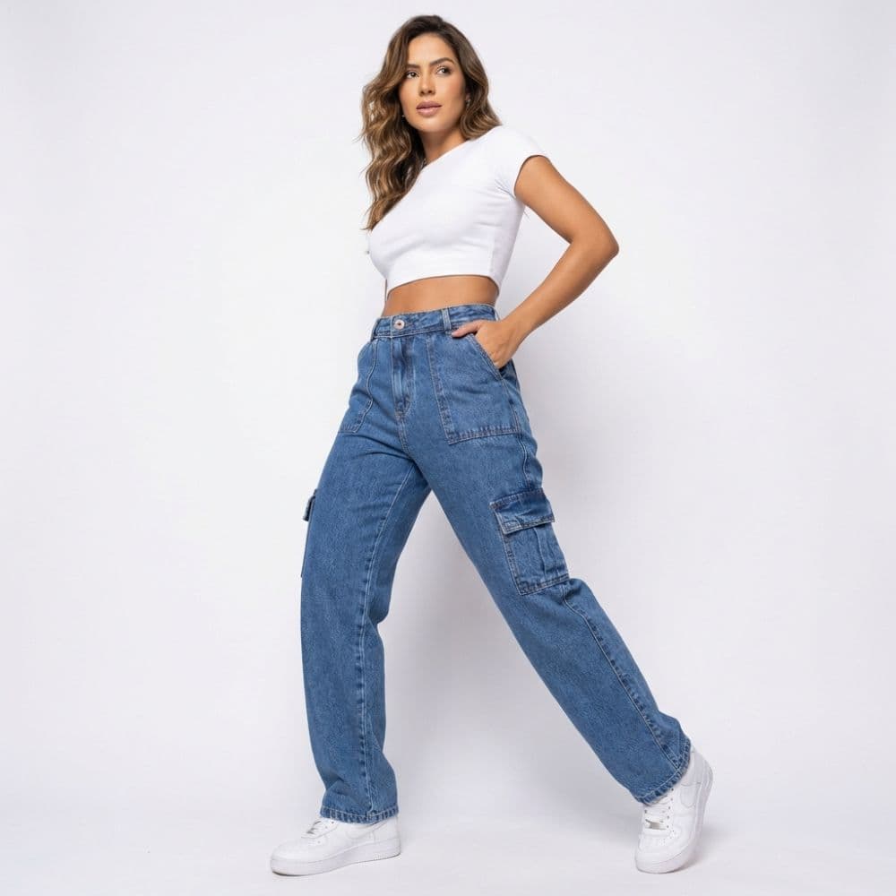 Calça Jeans Cargo Urbana