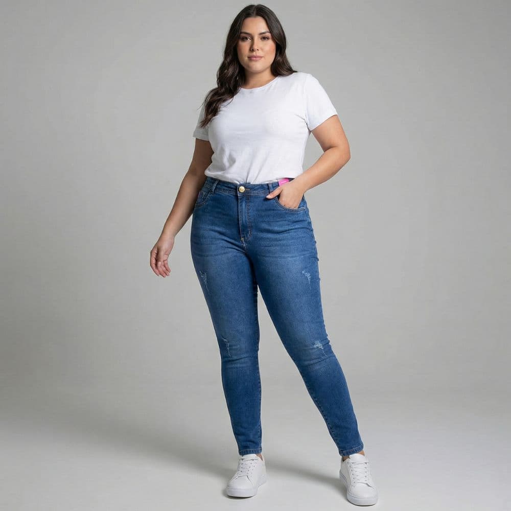 Calça Jeans Skinny com Elastano